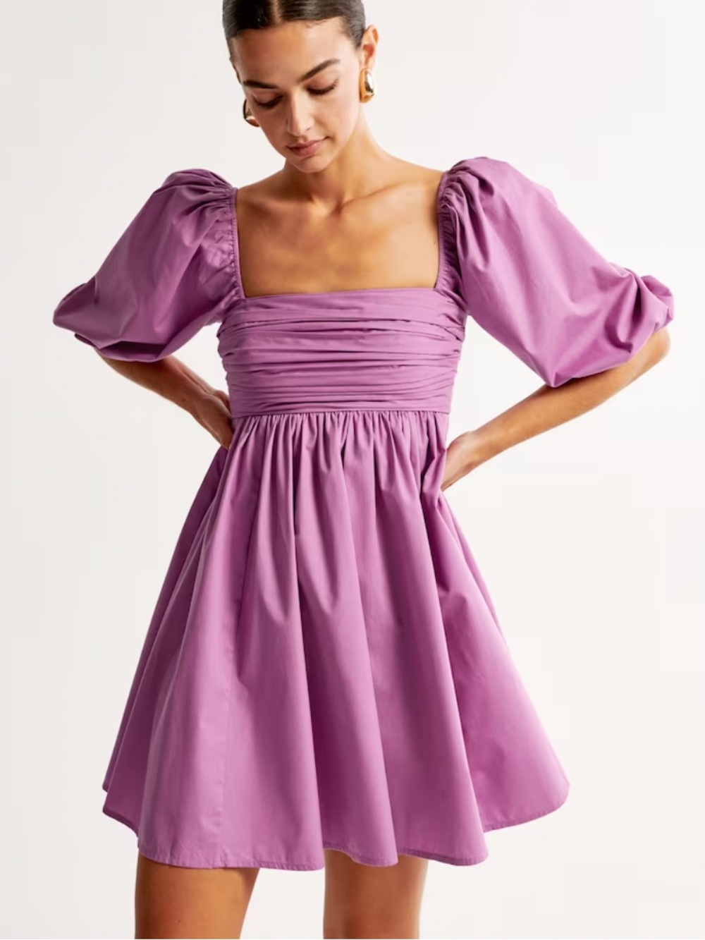 Abercrombie & Fitch Emerson purple poplin puff sleeve dress 57070